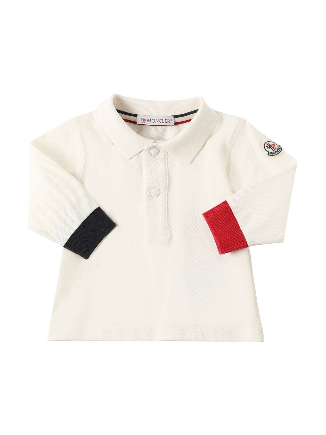 Stretch Cotton Piquet L/s Polo Shirt - MONCLER - Modalova