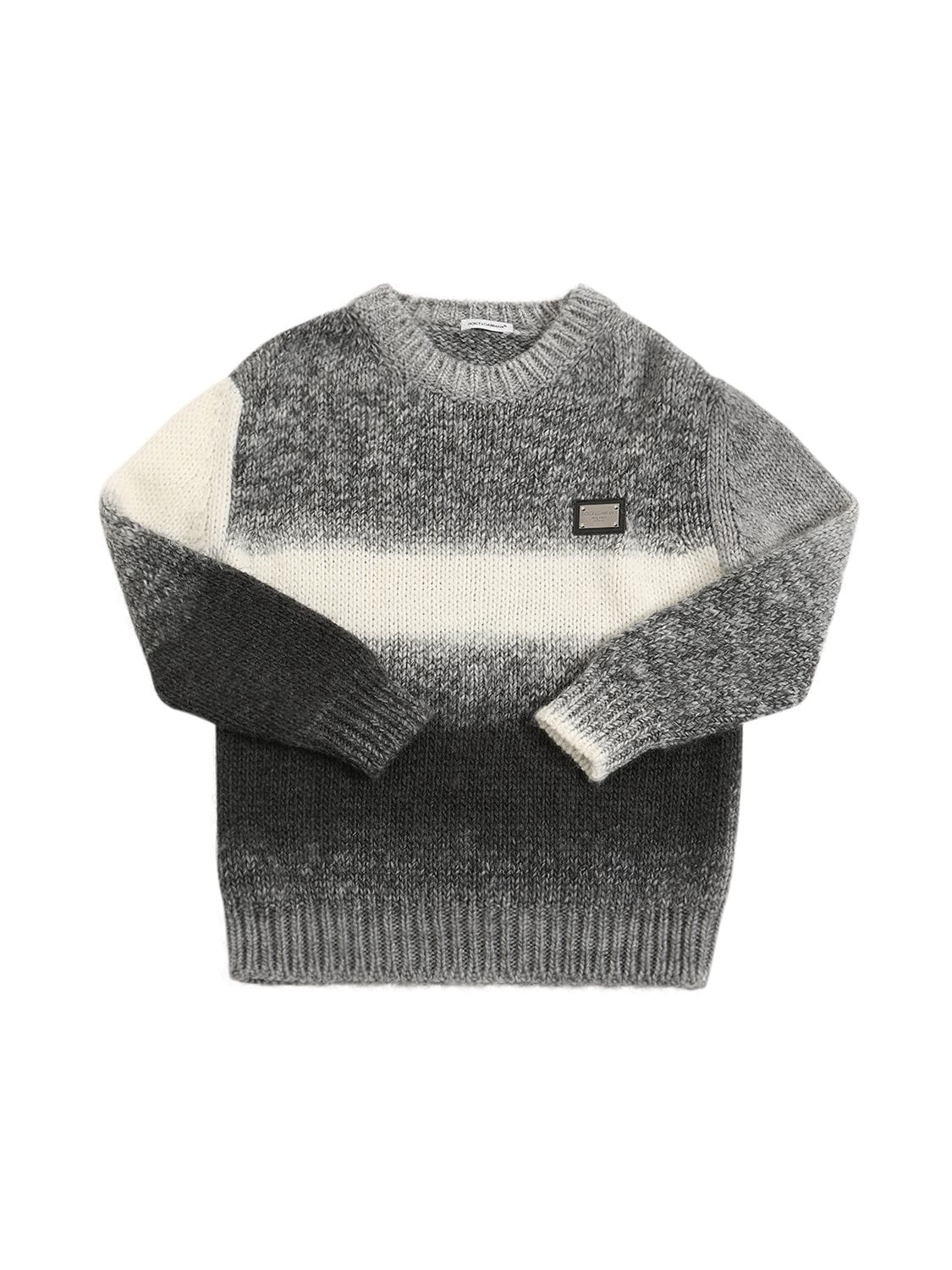 Striped Wool Knit Sweater W/metal Logo - DOLCE & GABBANA - Modalova