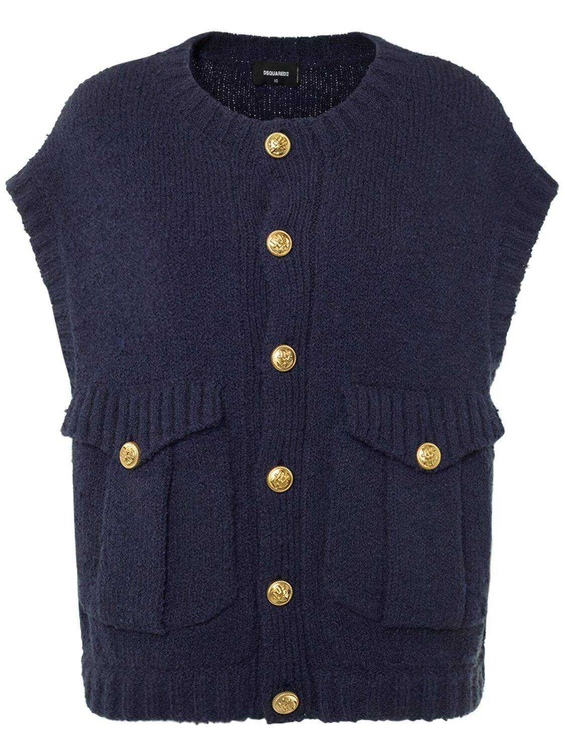Buttoned Wool Knit Cardigan Vest - DSQUARED2 - Modalova
