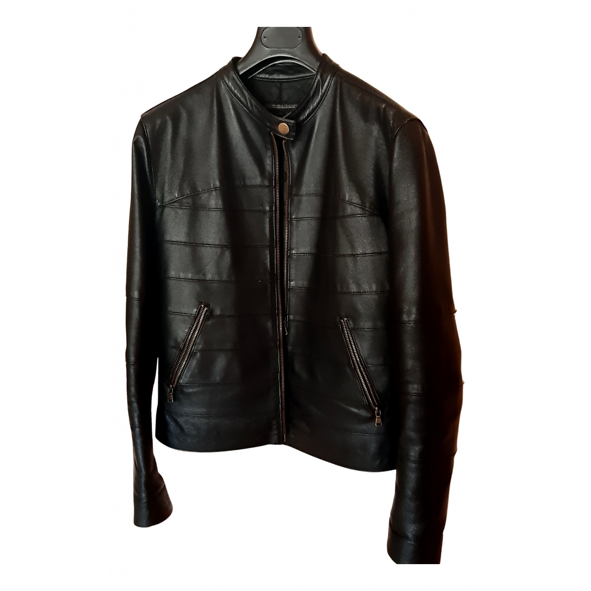 Leather biker jacket - COMPAGNIA ITALIANA - Modalova