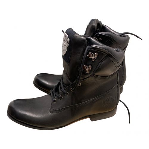Black Denim Leather boots - Black Denim - Modalova