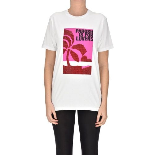 T-shirt stampata con strass - P.A.R.O.S.H. - Modalova