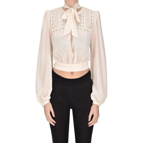 Blusa cropped con pizzo - Elisabetta Franchi - Modalova