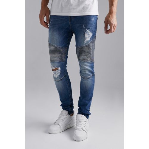 Vaqueros Tall Moteros Pitillo Elásticos Rotos - boohoo - Modalova