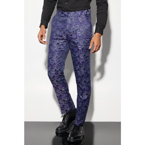 Pantalón De Traje Ajustado De Jacquard Con Estampado Cachemira - boohoo - Modalova