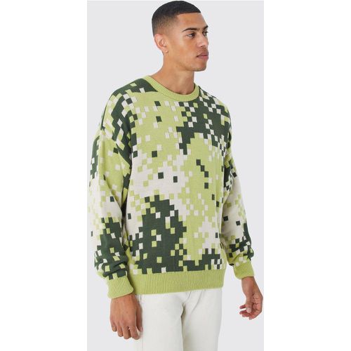 Maglione oversize in maglia in fantasia militare pixelata - boohoo - Modalova