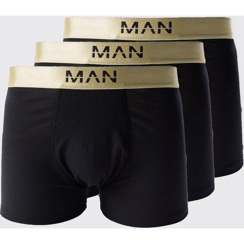 Pack Man Dash Gold Waistband Boxers In Black - boohoo - Modalova