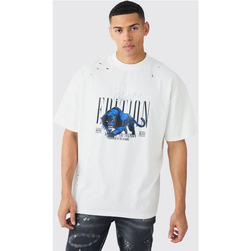 T-shirt oversize Limited Edition con pantera - boohoo - Modalova
