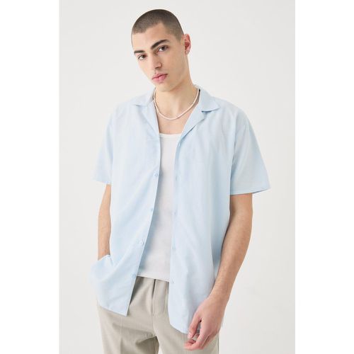 Short Sleeve Linen Shirt, Azzurro - boohoo - Modalova