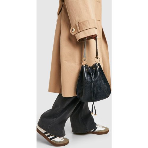 Borsa a tracolla effetto coccodrillo con manico - boohoo - Modalova