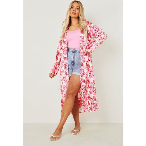 Kimono Plus Size a fiori, Pink - boohoo - Modalova