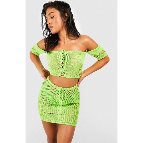 Petite Neon Recycled Crochet Top & Skirt Co-Ord - boohoo - Modalova