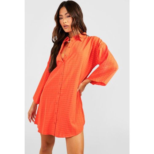 Vestito camicia oversize con trama - boohoo - Modalova