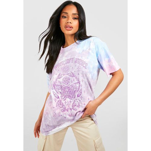 T-shirt oversize in fantasia tie dye con stampa di farfalle celesti - boohoo - Modalova