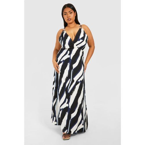 Plus Woven Zebra Print Strappy V Neck Maxi Dress - boohoo - Modalova