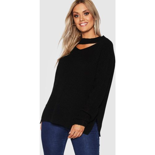 Maglione Plus Size con girocollo choker e spacco laterale - boohoo - Modalova