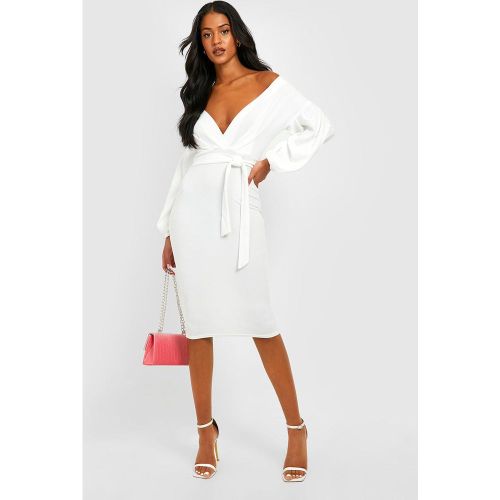 Vestido Tall Midi Ajustado Cruzado Con Escote Barco - boohoo - Modalova