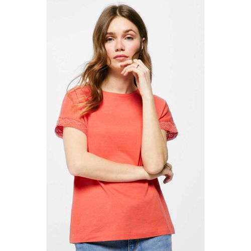 Camiseta lisa manga crochet - Springfield - Modalova