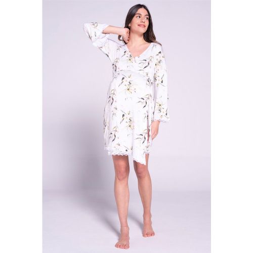 Bata premamá estampada con encaje - Ohma! - Modalova