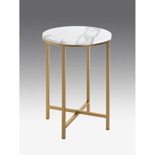 Table d'appoint en métal avec plateau décor marbre - 3S. x Home - Modalova