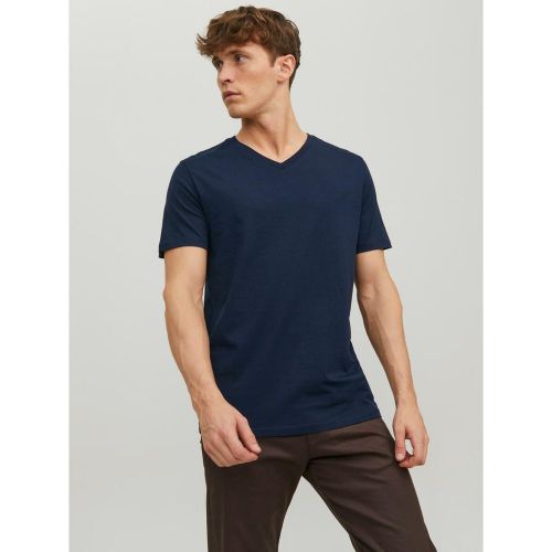 T-shirt Standard Fit Col en V Manches courtes Marine - jack & jones - Modalova