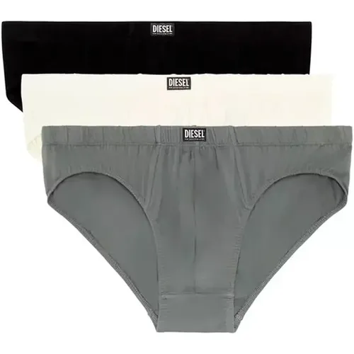 Lot de 3 slips coton noir - blanc - gris - Diesel Underwear - Modalova