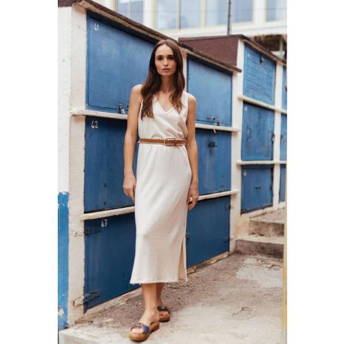 Robe longue droite DIEGA beige Eden - Le Temps des Cerises - Modalova