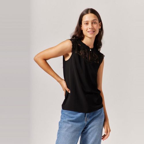 Top empiècement dentelle découpe coeur - Naf Naf - Modalova