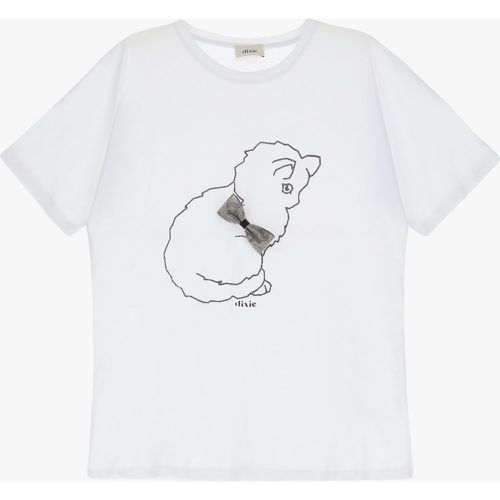 T-shirt fantasia stampata in puro cotone con fiocco applicato - Dixie - Modalova