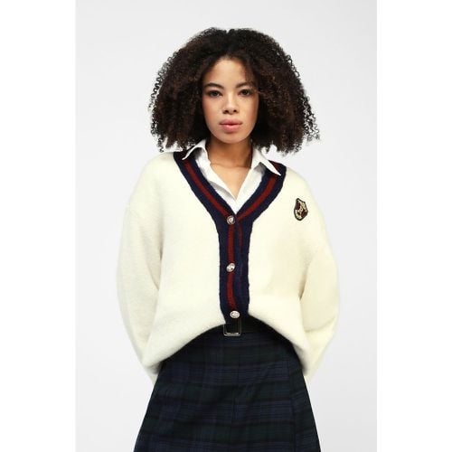 Cardigan stile college con orli a contrasto e patch - Dixie - Modalova