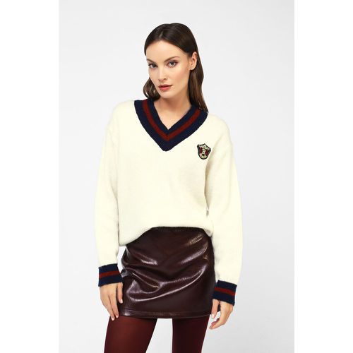 Pullover scollo a v con righe e stemma - Dixie - Modalova