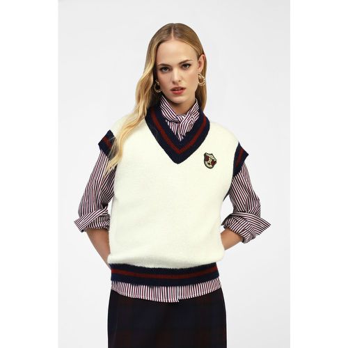 Gilet stile college con orli a contrasto e patch - Dixie - Modalova