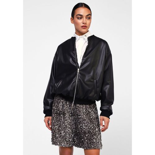 Bomber in similpelle con chiusura zip e polsini - Dixie - Modalova