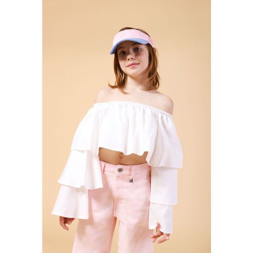 Camicia cropped bambina in puro cotone monocolour - Dixie - Modalova