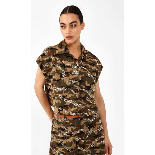 Camicia fantasia camouflage con paillettes applicate - Dixie - Modalova