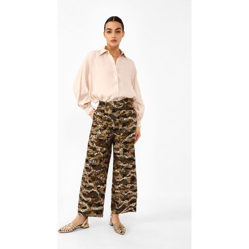 Pantaloni a palazzo camouflage in puro cotone con paillettes - Dixie - Modalova