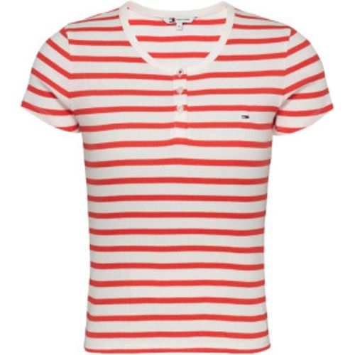 DW0DW19502 T-shirt à manches courtes slim button (L), Casuel, Manche courte, Le coton biologique, Durable - Tommy Jeans - Modalova