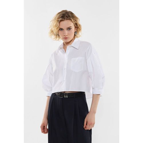 Camicia cropped oversize in puro cotone con tasca applicata - Imperial - Modalova