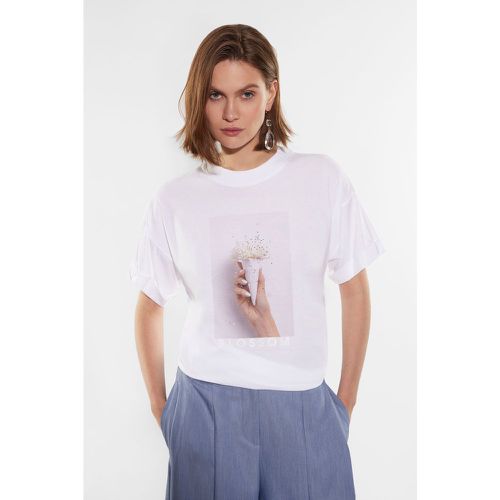 T-shirt in puro cotone monocolour con stampa applicata - Imperial - Modalova