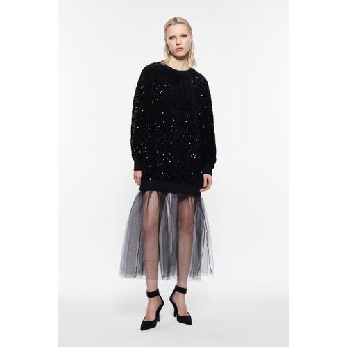 Abito felpa con paillettes e gonna in tulle - Imperial - Modalova