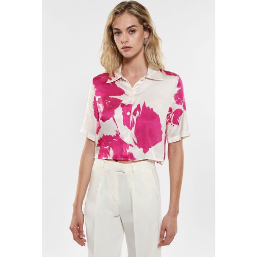 Camicia cropped fantasia astratta bicolor con maniche corte - Imperial - Modalova