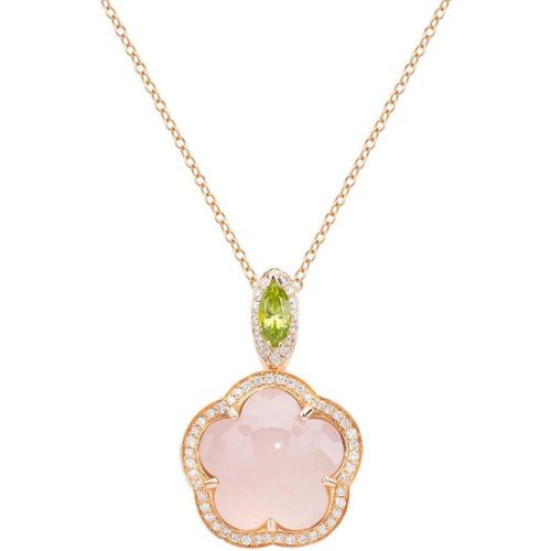 Collana con pendente quarzo rosa e diamanti - PASQUALE BRUNI - Modalova
