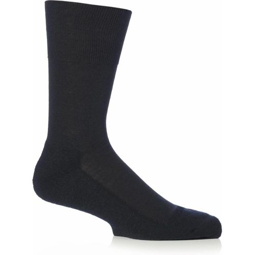 Mens 1 Pair Falke Airport Plus Plain Virgin Wool and Cotton Cushioned Business Socks Dark Navy 7-8 Mens - SockShop - Modalova