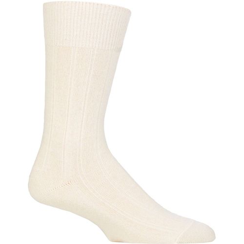Mens 1 Pair Falke Lhasa Rib Cashmere Blend Casual Socks Pearl 5.5-8 Mens - SockShop - Modalova