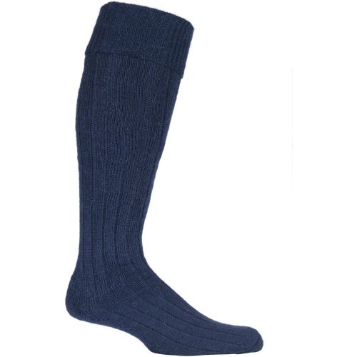 Pair Navy of London Mohair Knee High Socks With Extra Cushioning and Ribbed Top Unisex 8-10 Unisex - SOCKSHOP of London - Modalova