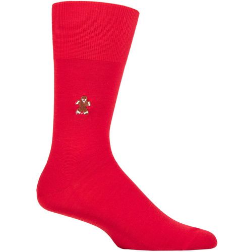 Mens 1 Pair Airport Gingerbread Man Embroidered Wool Cotton Socks Scarlet 10-11 Mens - Falke - Modalova