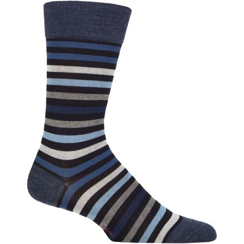 Mens 1 Pair Falke Tinted Stripe Wool Socks Navy 8.5-11 Mens - SockShop - Modalova