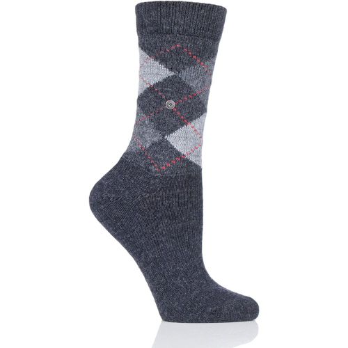Pair Black / Grey Whitby Extra Soft Argyle Socks Ladies 3.5-7 Ladies - Burlington - Modalova