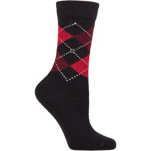 Women's 1 Pair Whitby Extra Soft Argyle Socks Navy / Red 3.5-7 Ladies - Burlington - Modalova