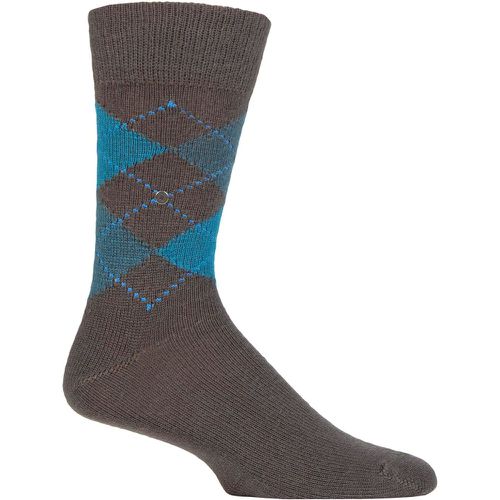 Mens 1 Pair Preston Extra Soft Feeling Argyle Socks Charcoal / Teal 6.5-11 Mens - Burlington - Modalova